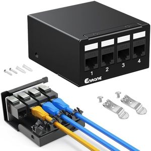 Enmane 4 Port Patch Panel CAT6 Keystone Patch Panel (EC Listed) UTP Network for Home/Office (1U 4Port, CAT6)