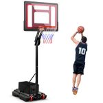 Goplus Portable Basketball Hoop Outdoor, 5FT-10FT Height Adjustable Basketball Stand System with Shatterproof Backboard, Weighted Bag, Indoor Outside Court Basketball Goal for Kids Youth