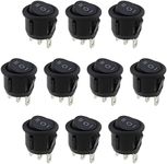 VGOL 10PCS Toggle Switch SPDT AC 10A/125V 6A/250V 3 Pins 3 Position ON/Off/ON Snap-in Car Round Rocker Switch for Car Boat Motorcycle Water Dispenser