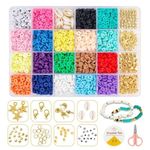 THECLOUDMALL Diy Beads For Kids Crafts Children'S Jewelry Making Kit,Disc Beads For Jewelry Making,Handmade Loose Beads,Diy Clay Heishi Beads Set For Bracelet/Necklace/Earring(Diy Beads Kit),Assorted