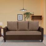 COUCH CULTURE Saya Dual Color Sofa for Living Room | 3 Persons Sofa| Premium Fabric with Cushioned Armrest | 12 Months Warranty| Solid Wood Frame| 3 Seater in Saya Duo Brown Color