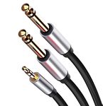 H-its Kabel : ( 5 Meters 3.5mm Stereo Male to 6.35mm Mono Cable - 3.5 mm 1/8" TRS to Dual 6.35 mm 1/4" TS Y-Cable Splitter Cord Compatible for iPhone, iPod, CD Players, Multimedia Speaker