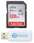 SanDisk 128GB Ultra SDXC Memory Card works wih Nikon Coolpix L340, B500, A10, L32, S7000, A300, P900, Camera UHS-I Class 10 with Everything But Stromboli Memory Card Reader (SDSDUNC-0128G-GN6IN)