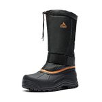 NORTIV 8 Men's Waterproof Hiking Winter Snow Boots Insulated Fur Liner Lightweight Outdoor Tall Bootie,Size 10,Quebec-m-black Orange,QUEBEC-M