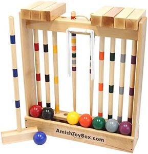 AmishToyBox.com Family Tradition 8-Player Croquet Set with Wooden Stand
