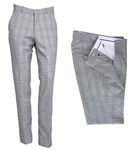 Mens Tweed Check Golf Sta Press Trousers Slim Fit 60s 70s Mod Retro Pants (Prince of Wales Check, 36" Waist)