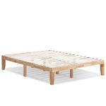 KOMFOTT 14 Inches Wood Platform Bed Frame, Solid Wood Mattress Foundation with Rubber Wood Frame, Strong Poplar Wood Slat Support, No Box Spring Needed, Bed Frame (Natural, Queen)