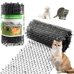 Cat Repellent Mat Roll with Spikes, 2m x 30cm Anti-Cat Prickle Strips for Garden, Shed, Fence & Car Roof. Humane Dog, Fox & Squirrel Deterrent Scat Mat with 8 Ground Stakes & 8 Cable Ties, Black