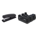 Amazon Basics Stapler (3-Pack) + Amazon Basics Office Desk Tape Dispenser (3-Pack)