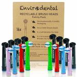 Family Pack - Eco Friendly Replacement Toothbrush Heads by Envirodental - Compatible with Oral-B - Fully Recyclable Pack of 16 Brushes - 8 x Adults Toothbrush Heads - 8 x Toothbrush Heads for Kids