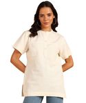 BLOCKS OF INDIA Women's Casual Short Sleeves Round Neck Top_NATURAL_L