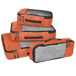 FATMUG Packing Cubes/Travel Pouch Bag Organiser - Set of 4 (Large, Medium, Small and Slim) - Orange