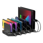 【5PCS】 Unitek USB Charging Station, 10 USB Fast Ports Charge Docking Station and Adjustable Dividers, Multi Device Charger Organizer Compatible with iPad, iPhone, Tablet and Cell Phone - 5PCS, Black