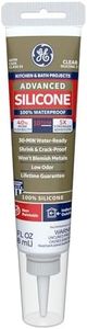 GE Advanced Silicone Caulk for Kitchen & Bathroom - 100% Waterproof Silicone Sealant, 5X Stronger Adhesion, Shrink & Crack Proof - 2.8 fl oz Tube, Clear, 1 Pack