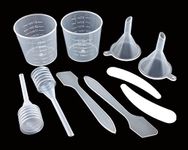 yueton 2 Sets of 5 Different Refillable Tools, Funnel/Measuring Cup/Transfer Pipettes/Mask Spatula/Cosmetic Scoop