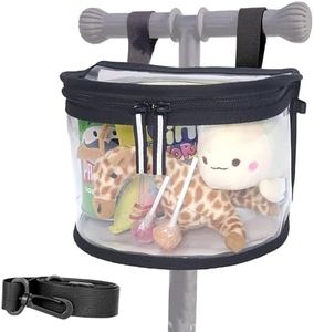 Kids Bike Basket - Transparent Bicycle, Scooter Handlebar Front Bag - Convert to Crossbody Bag (Black strap)