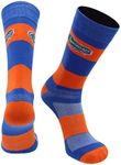 TCK Florida Gators Game Day Striped Socks (Blue/Orange, Large)