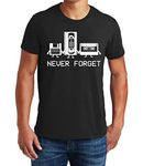 Never Forget Funny T Shirt for Men, Audio Cassette Adult Humor Mens Graphic Novelty Sarcastic T-Shirt, Black, X-Large