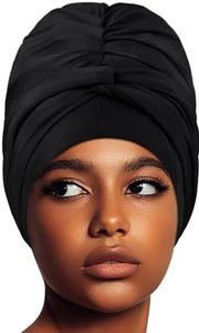 Swim Turban Waterproof Silicone Lined Swim Cap for Braids and Dreadlocks Long Hair Swim Caps for Women Youth - Large Swim Caps, Large, Black