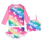 LQSZ Girls Swimsuit Toddler Tankini 3 Piece Swimwear Rash Guard Beach Unicorn Bathing Suits Girls Size 9-10 Years