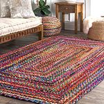 RAJRANG Colourful Chindi Rag Rug - 90x152 cm cotton Chindi Handwoven Braided Rectangle Home Decor Large Multi Color Floor Rugs