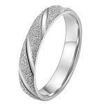 PAURO Women's Stainless Steel 4mm Stackable Engagement Wedding Band Ring Sand Blast Finish Silver Size T