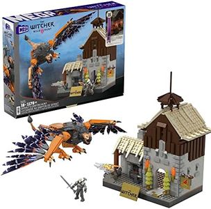 MEGA The Witcher Building Toys for Adults, Geralt's Griffin Hunt with 1170 Pieces, 1 Micro Action Figure and Accessories, for Collectors