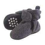 Luvable Friends Baby Girls' Cozy Fleece Booties with Non Skid Bottom Slipper Sock, Charcoal Heather, 0-6 Months