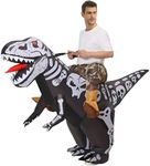 COMIN Inflatable Skeleton Dinosaur Costume for Adults Ride-on Dinosaur Inflatable Costume Blow Up Dinosaur Inflatable Costume for Halloween Party (63'')