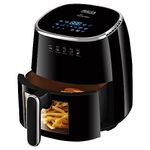 INALSA Air Fryer for Home|5.5 liter Capacity|Visible Window & Internal Light|1600 W with Smart AirCrisp Technology|6-In-1 Appliance With 8 Preset Menu & Digital Display (Tasty fry DW5.5)Black