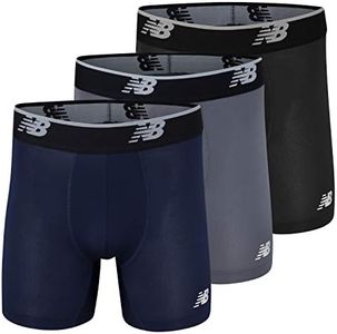New Balance Men's Mesh 5" No Fly Boxer Brief, Athletic Compression Underwear, Lead/Pigment/Black, 3X-Large