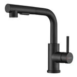 Black Bar Sink Faucet with Pull Out Sprayer, DAYONE Matte Black Modern Stainless Steel Kitchen Faucets, Utility Small Bathroom Faucet Tap for RV Camper Laundry, DAY-2542