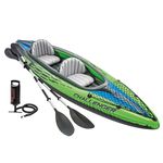 INTEX 68306EP Challenger K2 Inflatable Kayak Set: Includes Deluxe 86in Aluminum Oars and High-Output Pump – Adjustable Seat with Backrest – Removable Skeg – 2-Person – 400lb Weight Capacity