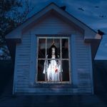 Halloween Window Cover Decorations - Scary Fabric Clings, Creepy Door Silhouette Curtain Poster for Indoor Outdoor Party Decor
