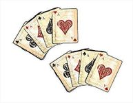 Distressed Aged Pair of 4 Aces Playing Cards Grunge Motif Funny Rat look Vinyl Car Sticker Bomb Decal Vinyl 90x55mm each approx.