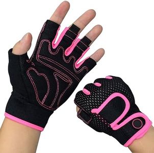 Nesirooh Guantes Gimnasio Hombre y Mujer, Guantes Gym para Fitness, Levantamiento de Pesas, Ciclismo, Entrenamiento, Remo (Rosa, L)