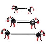 MAXPOWER Bar Clamp for Woodworking, Quick Release Wood Clamps Convert to a Spreader, 6-pieces Woodworking Clamps Set 24 inch (2) 12 inch (2) 6 inch (2)