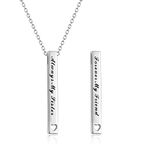 Sister Gifts from Sister, Sterling Silver Bar Necklace, Inspirational Jewelry Birthday Gifts for Sister Women Friends, Sterling Silver