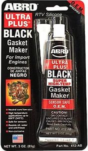 ABRO Ultra Plus 999 RTV Silicone Sealant and Gasket Maker, for Import Engines, Sensor Safe, Non-Corrosive, High Temp Silicone Sealant/Head Gasket Sealant, 650 Degrees F, 3 oz. Tube - Black