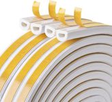 20M Doors Windows Draught Excluder Self-Adhesive Anti-Collision Rubber D Type Foam Sealing Tape,Weather StrippingTape,Door Seal,Rubber Sound Insulation for Door Window Draught Stopper(White)