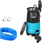 KATSU 900W Portable Submersible Garden Pump for Clean and Dirty Water 18000L/h with 10 Meters Hose 1.1/4" and Quick Coupler Changeable Base