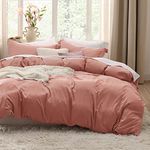 Bedsure Pink Clay Duvet Cover Queen Size - Soft Prewashed Queen Duvet Cover Set, 3 Pieces, 1 Duvet Cover 90x90 Inches with Zipper Closure and 2 Pillow Shams, Comforter Not Included