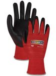 Magid CT500 ChromaTek HPPE Polyurethane Palm Coated Glove with Knit Wrist Cuff, Work, Size 7, Black/Red (12 Pairs)