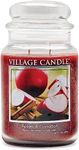 Village Candle Apples & Cinnamon Large Glass Apothecary Jar Scented Candle, 21.25 oz, Red