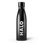 HALO Hydration Stainless Steel Water Bottle 500 ml - Double-Walled Vacuum Insulated Flask for On-the-Go Hydration and Electrolytes Mixer - Hot or Cold Drinks - All Black