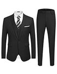 COOFANDY Men's 3 Piece Slim Fit Suit Set One Button Jacket Blazer Vest Pants Set Wedding Formal Prom Tuxedo Suits, Dark Grey, XX-Large