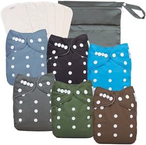 Babygoal Baby Boy Cloth Diapers, Reusable Washable Nappy, 6pcs Diapers+6 Microfiber Inserts+4pcs Free Bamboo Inserts 6FB01