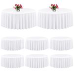 8 Packs White Polyester Round Tablecloths 120 Inches Circular Table Cloth Stain and Resistant Wrinkle Washable Table Cover for Wedding,Parties,Banquet,Buffet Table, Holiday,Dinner Tables Decorate