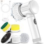 OANDA Multi-Functional Electric Cleaning Brush 5 in 1 Magic Power Scrubber Household Cleaning Tools Spin Scrubber with Buffer Polisher, for Bathroom, Shower, Tub, Kitchen Floor Electric Spin Scrubber