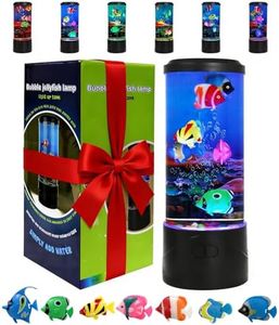 Toycol Bubble Fish Lamp, Ocean Theme Mini Aquaruim Light with 7-Color Changing, with 7 Fake Fish, USB Powered Night Light, Kids Room Decor, Great Gift for Children and Adults